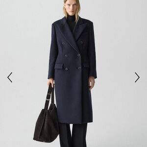 Theory Navy Double-Breasted Coat
